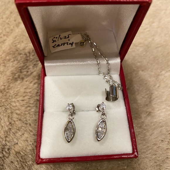 Silver earrings with chain decor - Picture 1 of 3